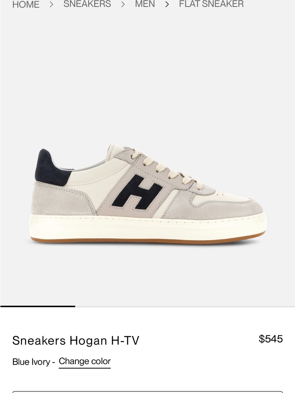 Hogan H‑TV Low Top Sneakers in Navy, Ivory and Light Gray